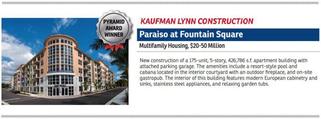 ABC Excellence In Construction Award Paraiso at Fountain Square
